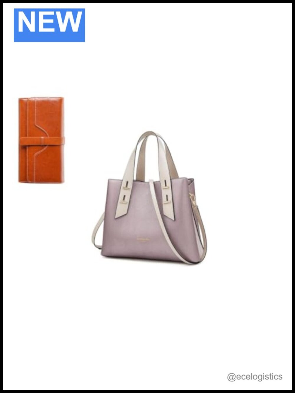 Genuine Leather Satchel Handbag with Long Bifold Wallet